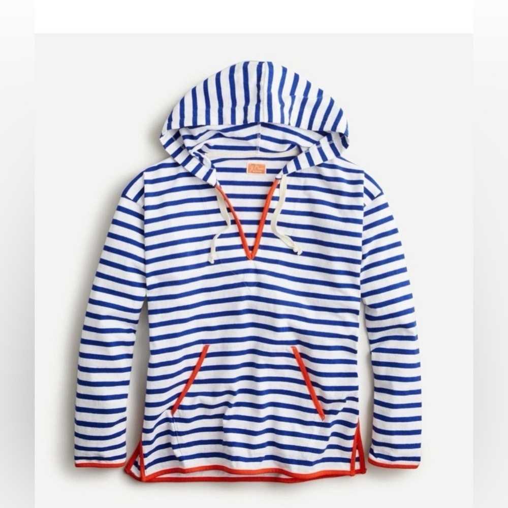 J.Crew Weekend Tipped Hoodie Striped Mariner Cloth Coastal , Small - Picture 2 of 8